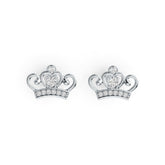 Sterling Silver Semi Mount Earrings Setting Round RD 3x3mm Crown Theme DHJ