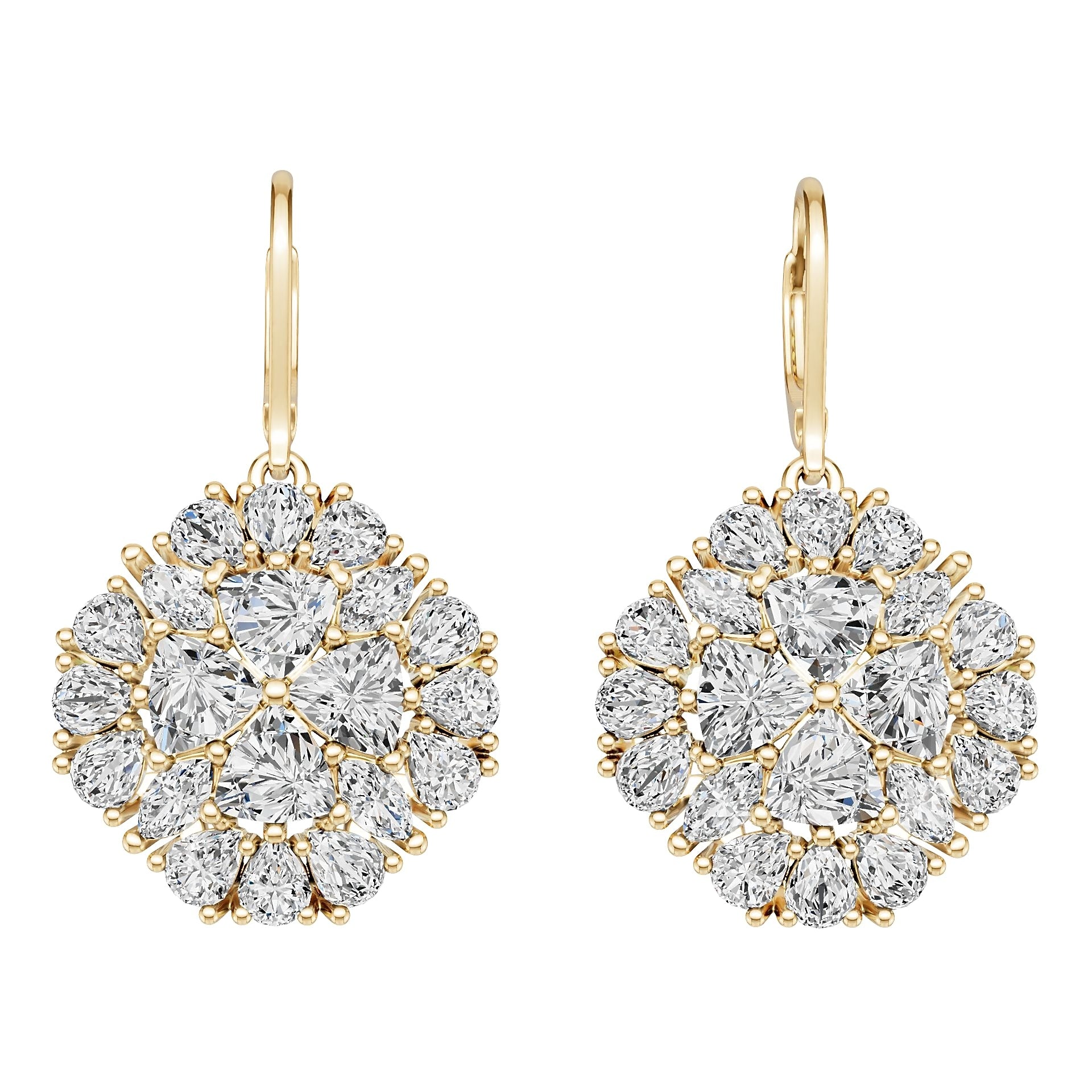 18K Gold Semi Mount Earrings Setting Trillion Tr 5x5mm Diamond Accent Syz Jewelry