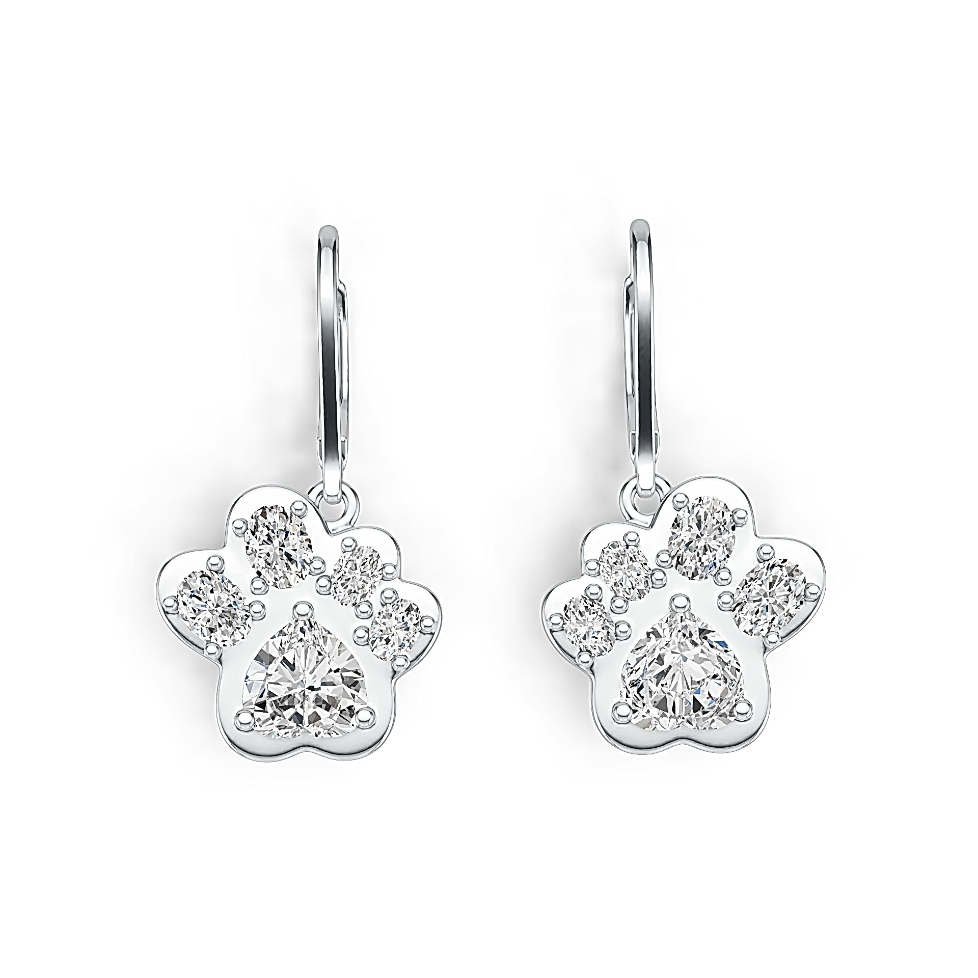 Sterling Silver Semi Mount Earrings Setting Heart HT 6X6mm OV 4x3mm OV 3x2mm Paw Dangle Earrings Syzjewelry