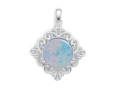 Sterling Silver Semi Mount Pendant Setting Round RD 15x15mm DHJ
