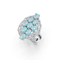 18K Gold Semi Mount Ring Setting Oval OV 6X4mm Cabochon Diamond Accent DHJ
