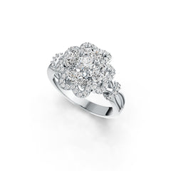 10K Gold Semi Mount Ring Setting Oval OV 5x3mm RD 4x4mm Moissanite Accent DHJ