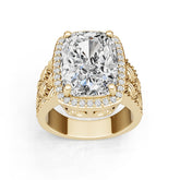 10K Gold Semi Mount Ring Setting Round Ro 14x10mm Moissanite Accent Syz Jewelry