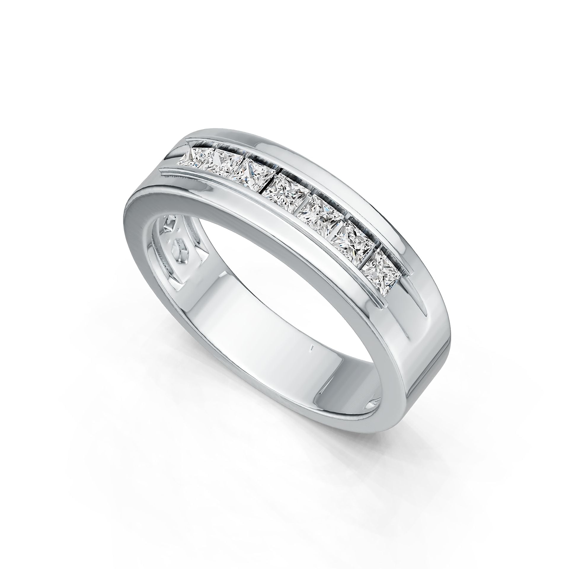 14K Gold Semi Mount Ring Setting Princess SQ 2.5mm Men's Ring DHJ