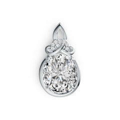 10K Gold Semi Mount Pendant Setting Oval OV 10X8mm Moissanite Accent DHJ