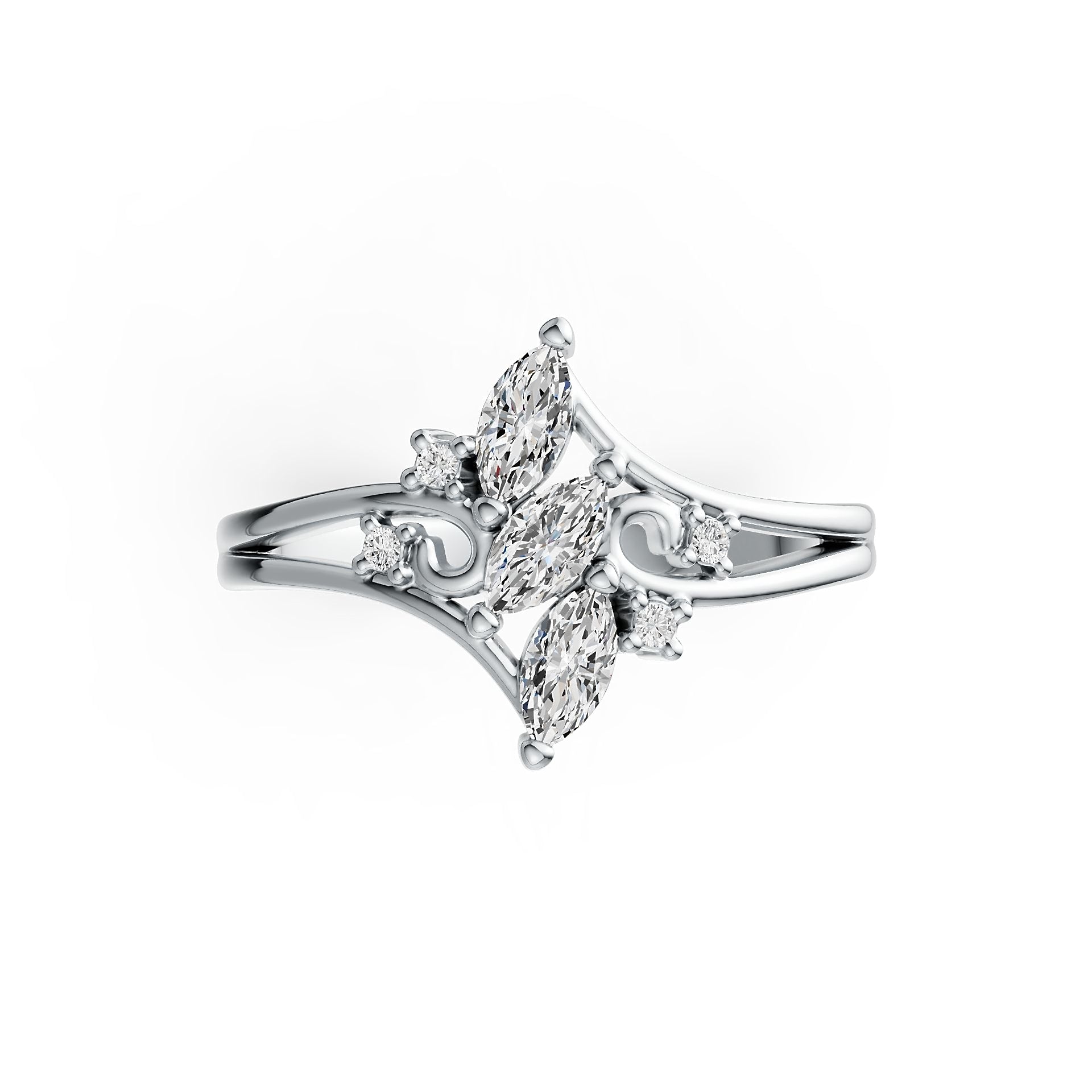 Sterling Silver Semi Mount Ring Setting Marquise MQ 6X3mm DHJ