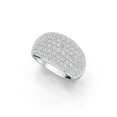 10K Gold Pave Dome Ring with or Moissanite Moissanite Accent DHJ