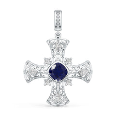 Sterling Silver Semi Mount Pendant Setting Cushion Cu 6x6mm Diamond Accent DHJ