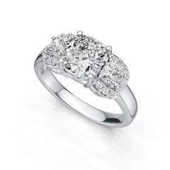 18K Gold Semi Mount Ring Setting Cushion CU 7.5X7.5mm CU 4X4mm Diamond Accent DHJ