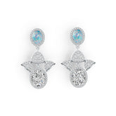 10K Gold Semi Mount Earrings Setting Oval OV 10X8mm OV Cabochon 8X6mm Moissanite Accent DHJ