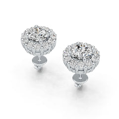 14K Gold Semi Mount Earrings Setting Round RD 6x6mm Halo Diamond Accent DHJ