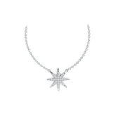18K Gold Pendant Starburst Theme with White Topaz or Moissanite Diamond Accent DHJ