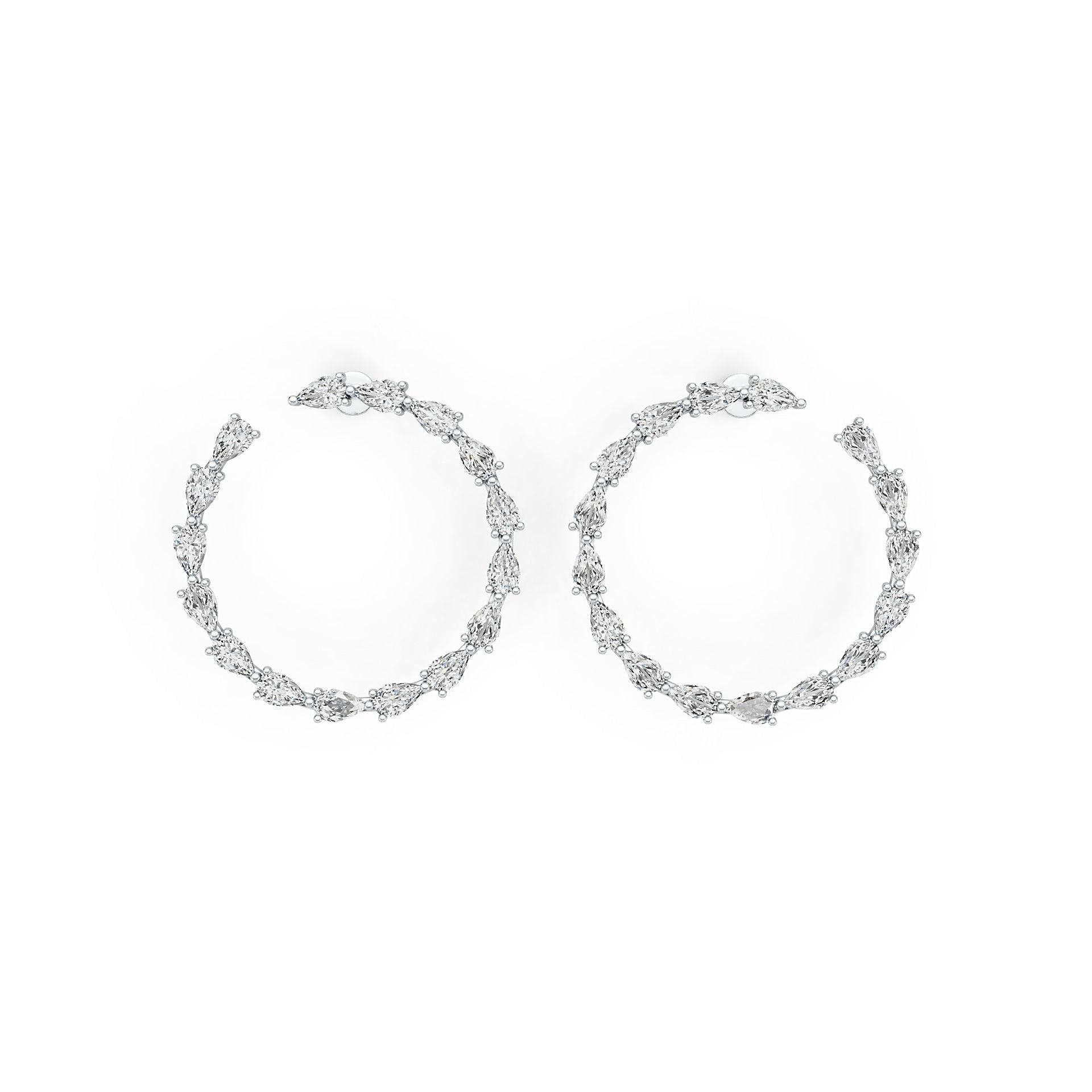 14K Gold Semi Mount Earrings Setting Pear PE 5X3mm Open Circle Hoop DHJ