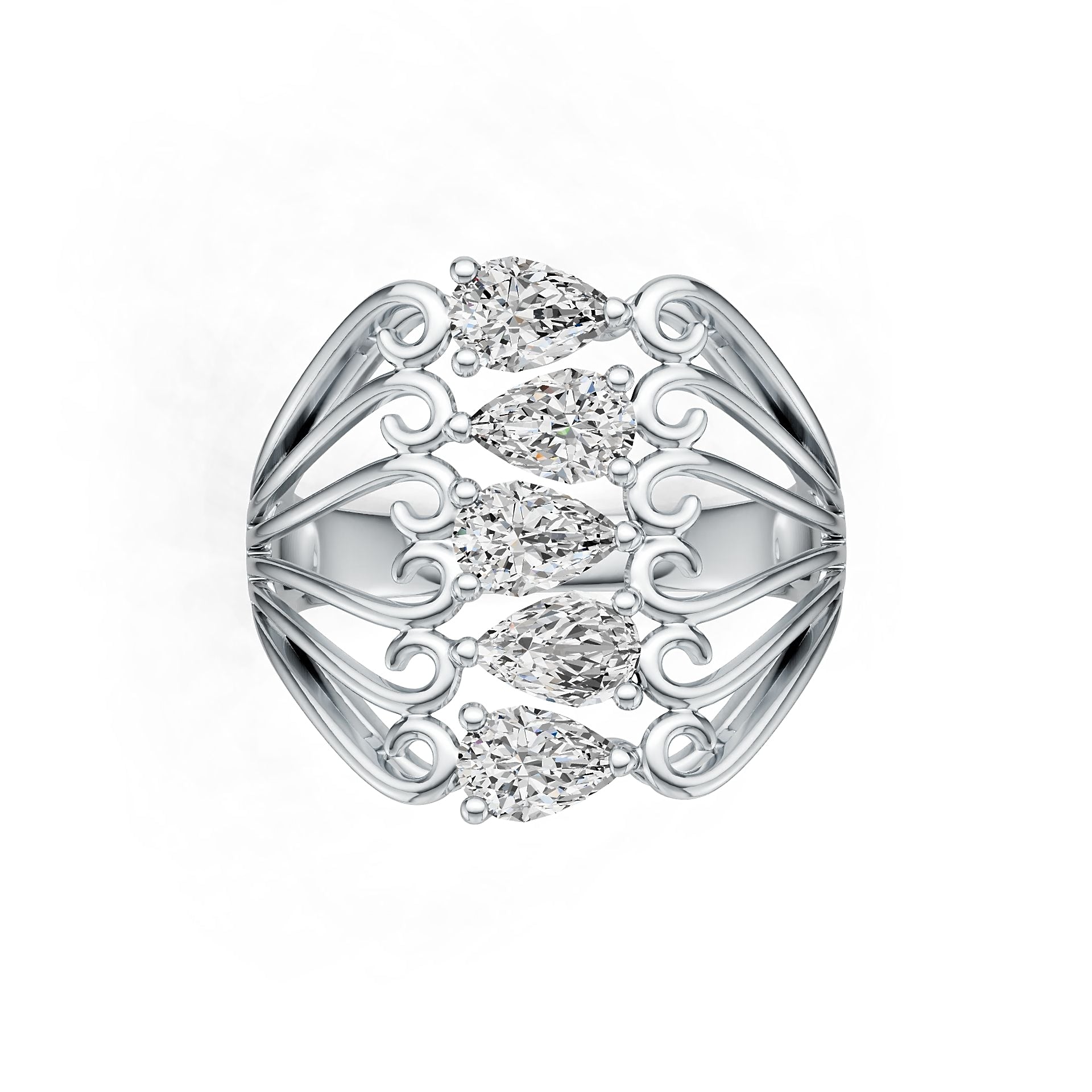 Sterling Silver Semi Mount Ring Setting Pear PE 6x4mm DHJ