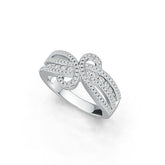 14K Gold Ring Bow Crossover Theme with or Moissanite Diamond Accent DHJ