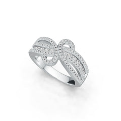 14K Gold Ring Bow Crossover Theme with or Moissanite Diamond Accent DHJ