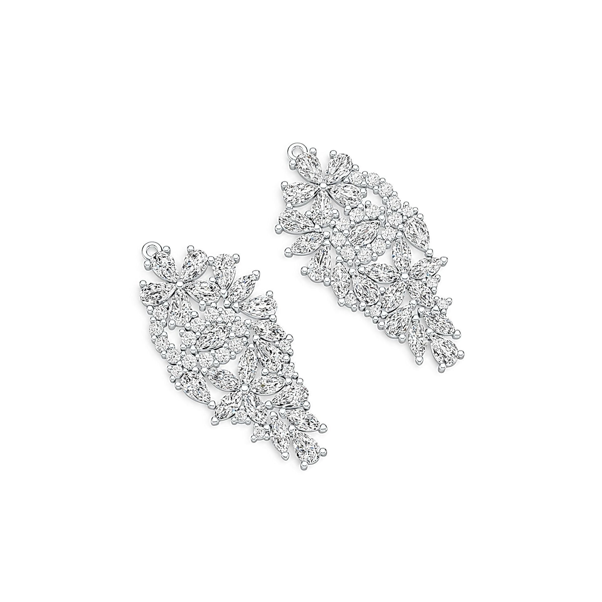 Sterling Silver Semi Mount Earrings Setting Pear PE 5X3mm MQ 5X2mm DHJ