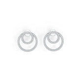 Sterling Silver Earrings Double Circle Theme with White Topaz or Moissanite DHJ