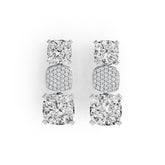 14K Gold Semi Mount Earrings Setting Cushion CU 9X9mm CU 7X7mm Diamond Accent DHJ