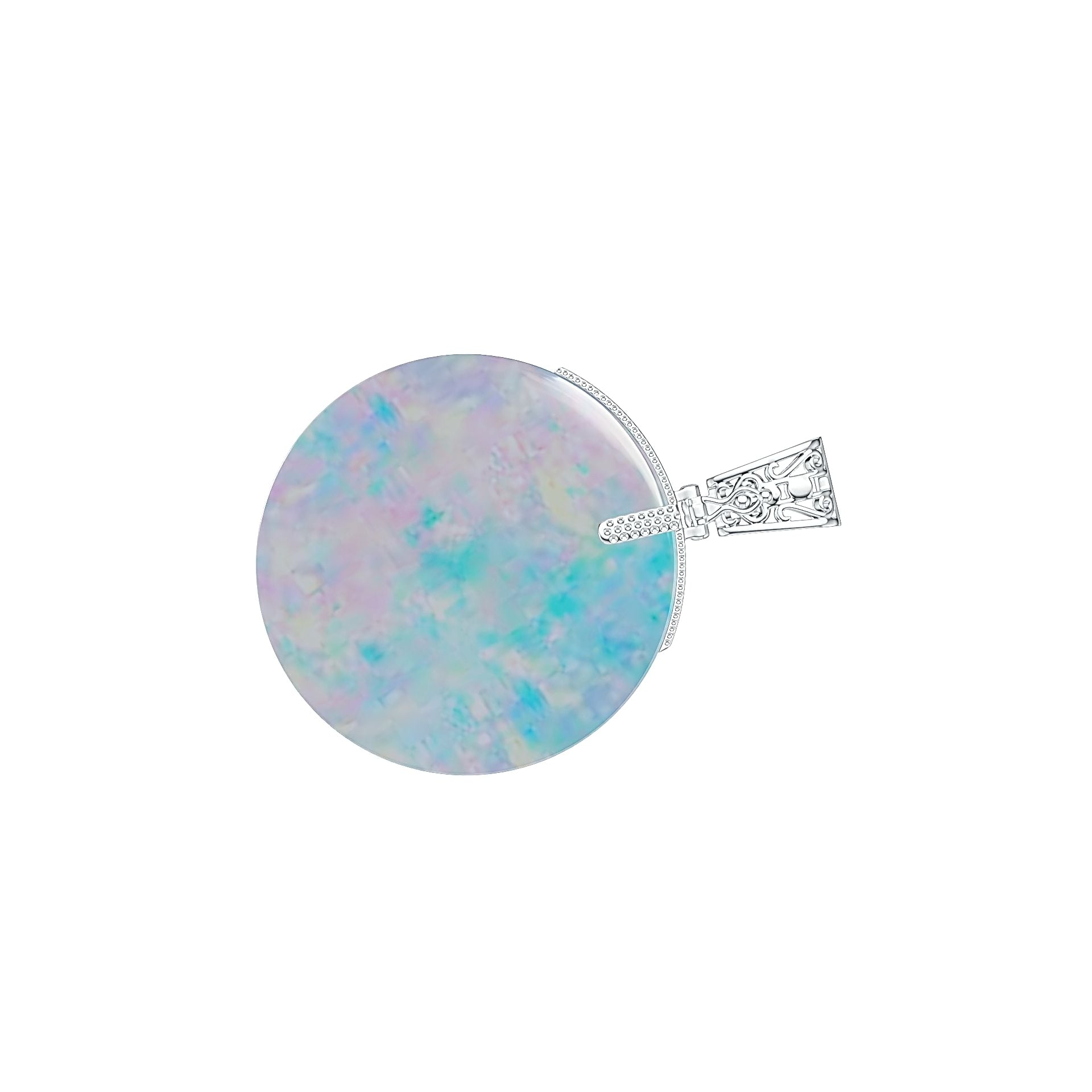 Sterling Silver Semi Mount Pendant Setting Round RD 52x52mm DHJ