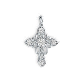 14K Gold Semi Mount Pendant Setting Round RD 6x6mm RD 4x4mm Cross Theme DHJ