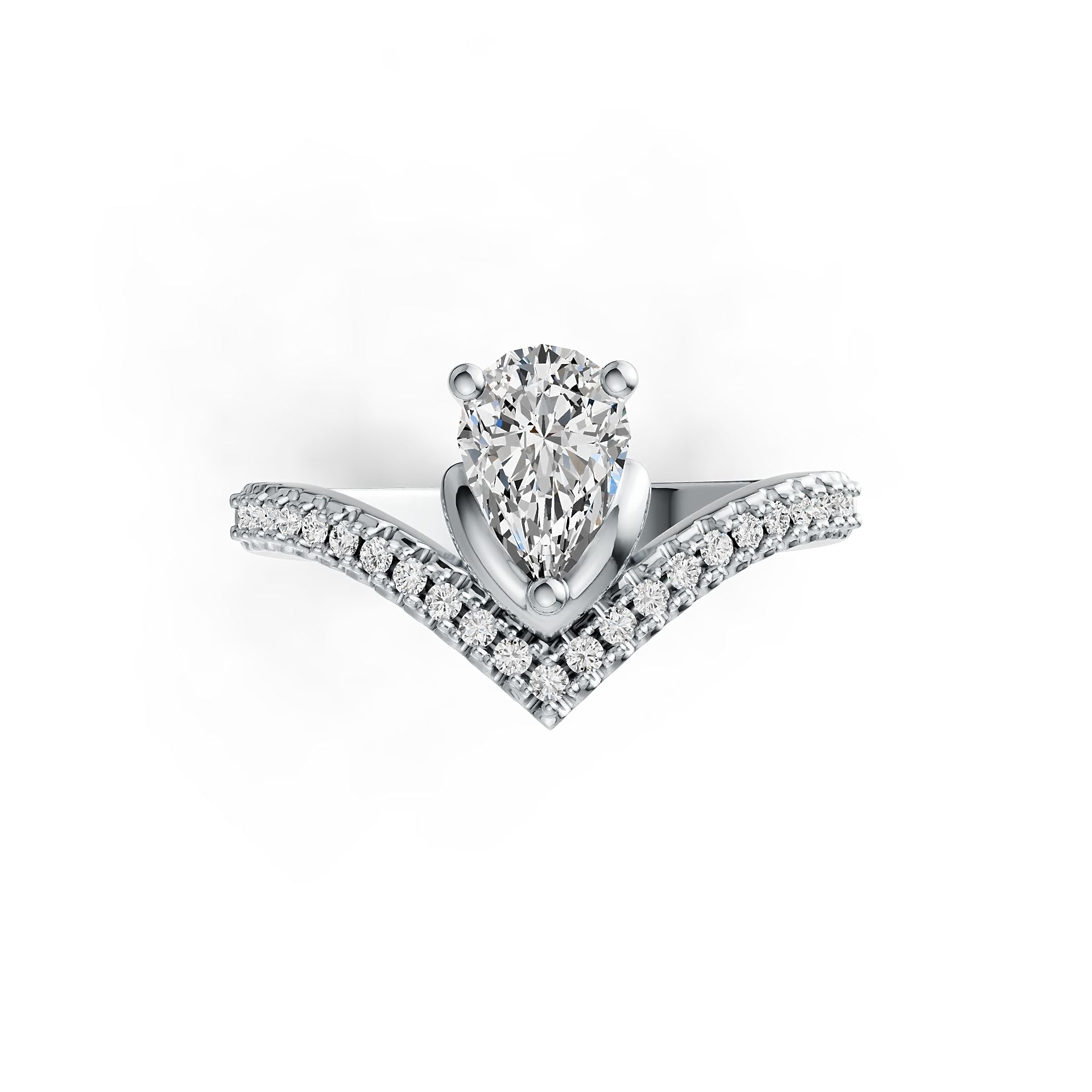 Sterling Silver Semi Mount Ring Setting Pear PE 7x5mm Princess Tiara Ring Syzjewelry