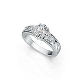 14K Gold Semi Mount Ring Setting Oval OV 8X6mm Infinity Shank Diamond Accent DHJ