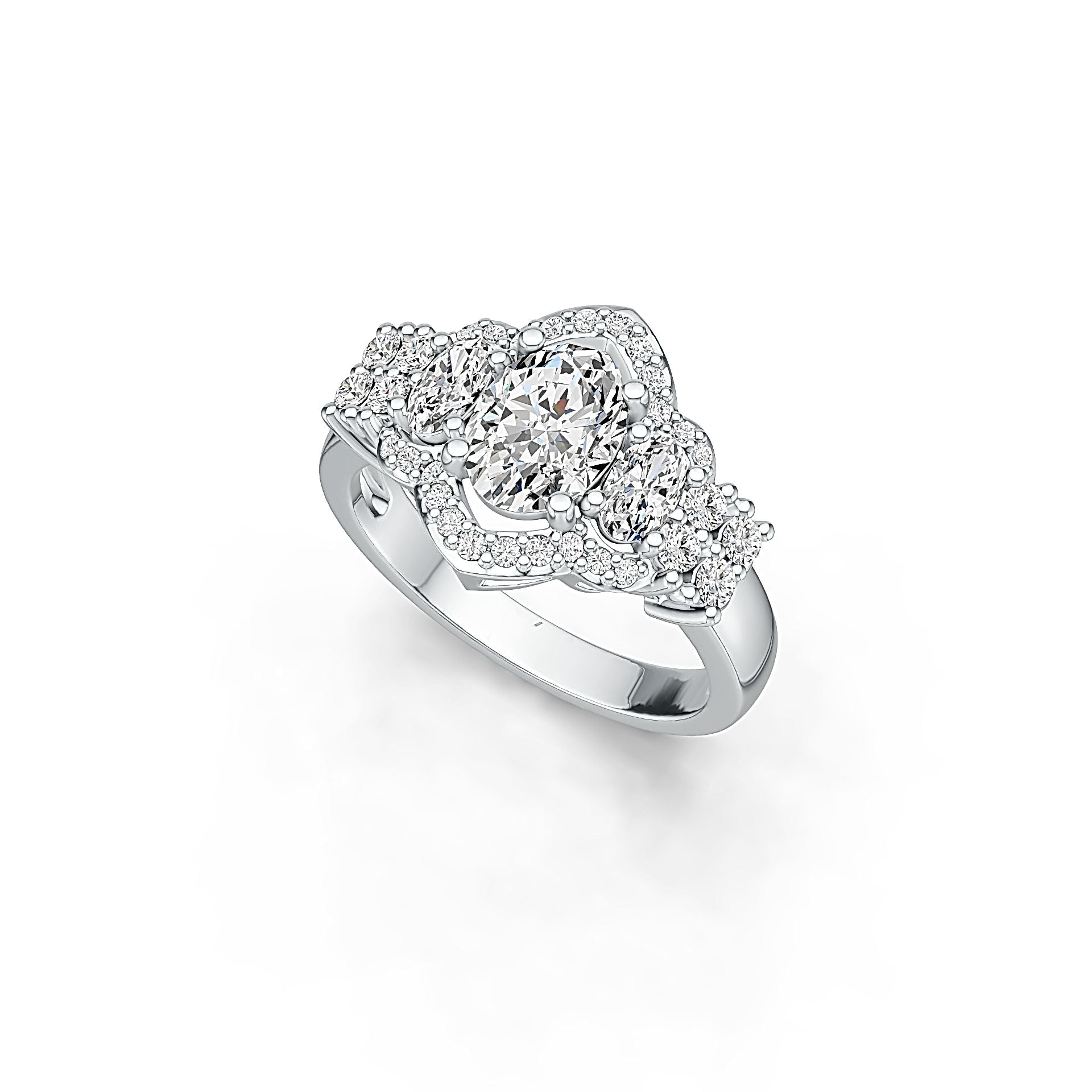 14K Gold Semi Mount Ring Setting Oval OV 8X6mm OV 5X3mm Diamond Accent DHJ