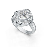 18K Gold Semi Mount Ring Setting Cushion CU 7X7mm Diamond Accent DHJ
