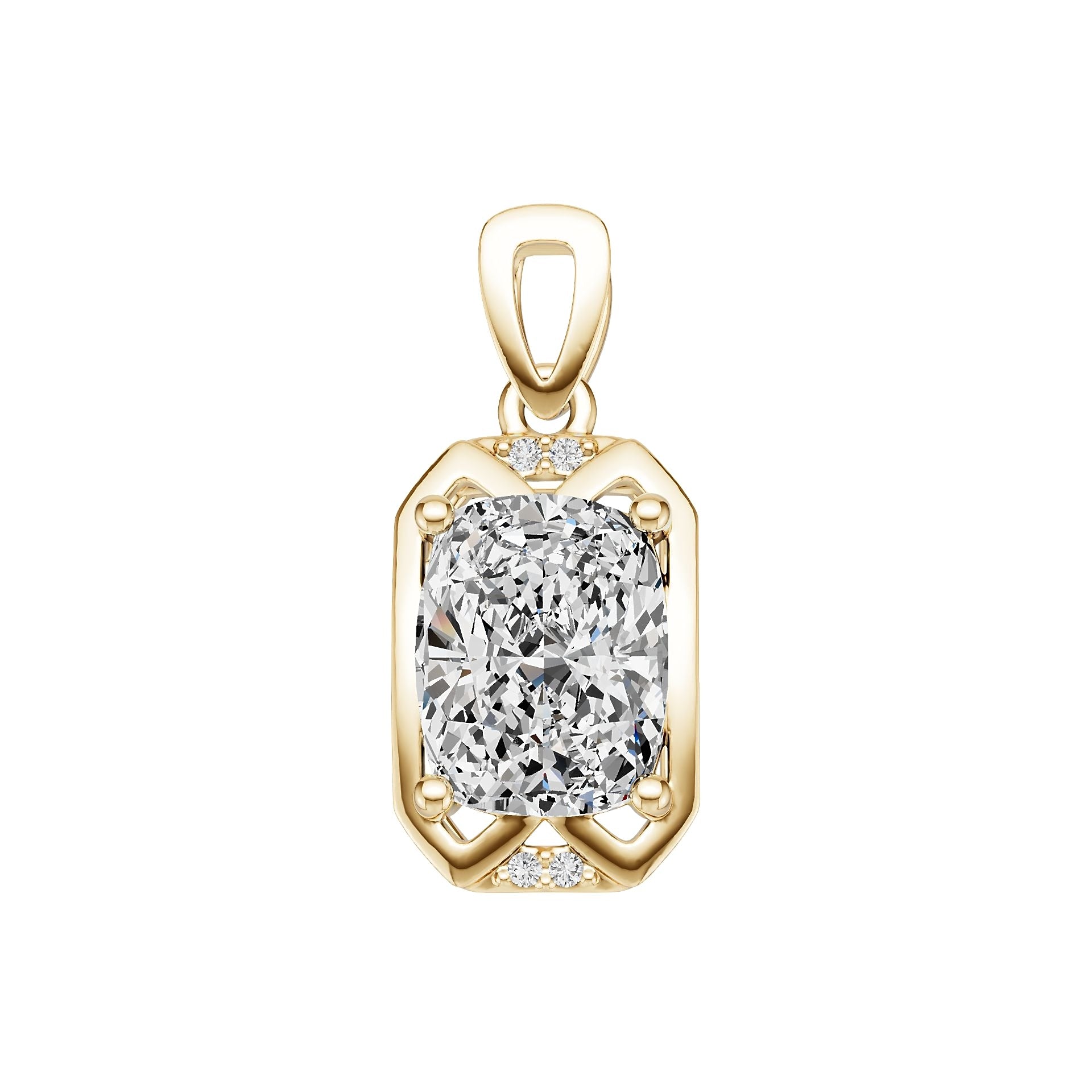 Sterling Silver Semi Mount Pendant Setting Cushion CU 9X7mm White Topaz Accents Syzjewelry