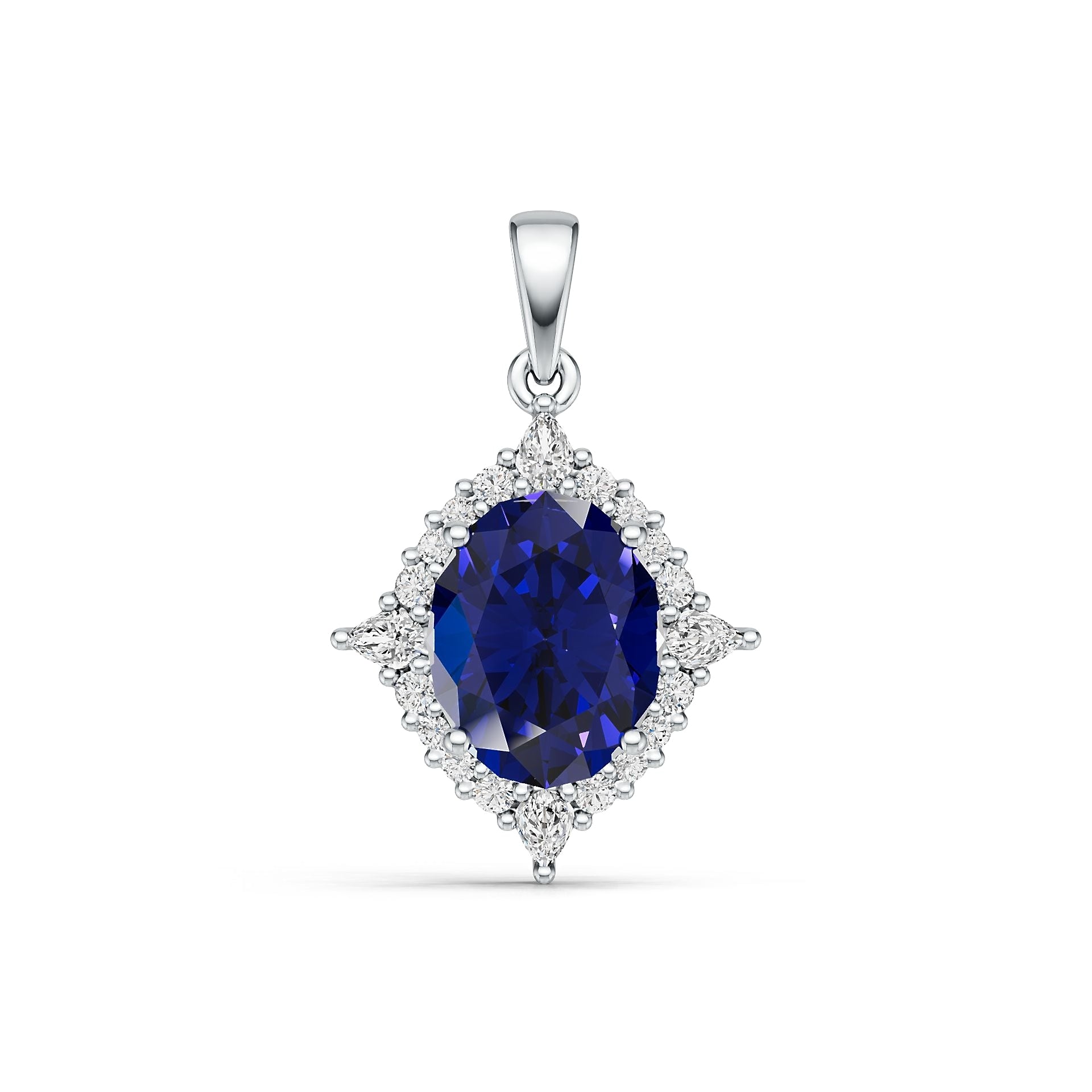 18K Gold Semi Mount Pendant Setting Oval Ov 10.5x8.5mm Diamond Accent Syzjewelry
