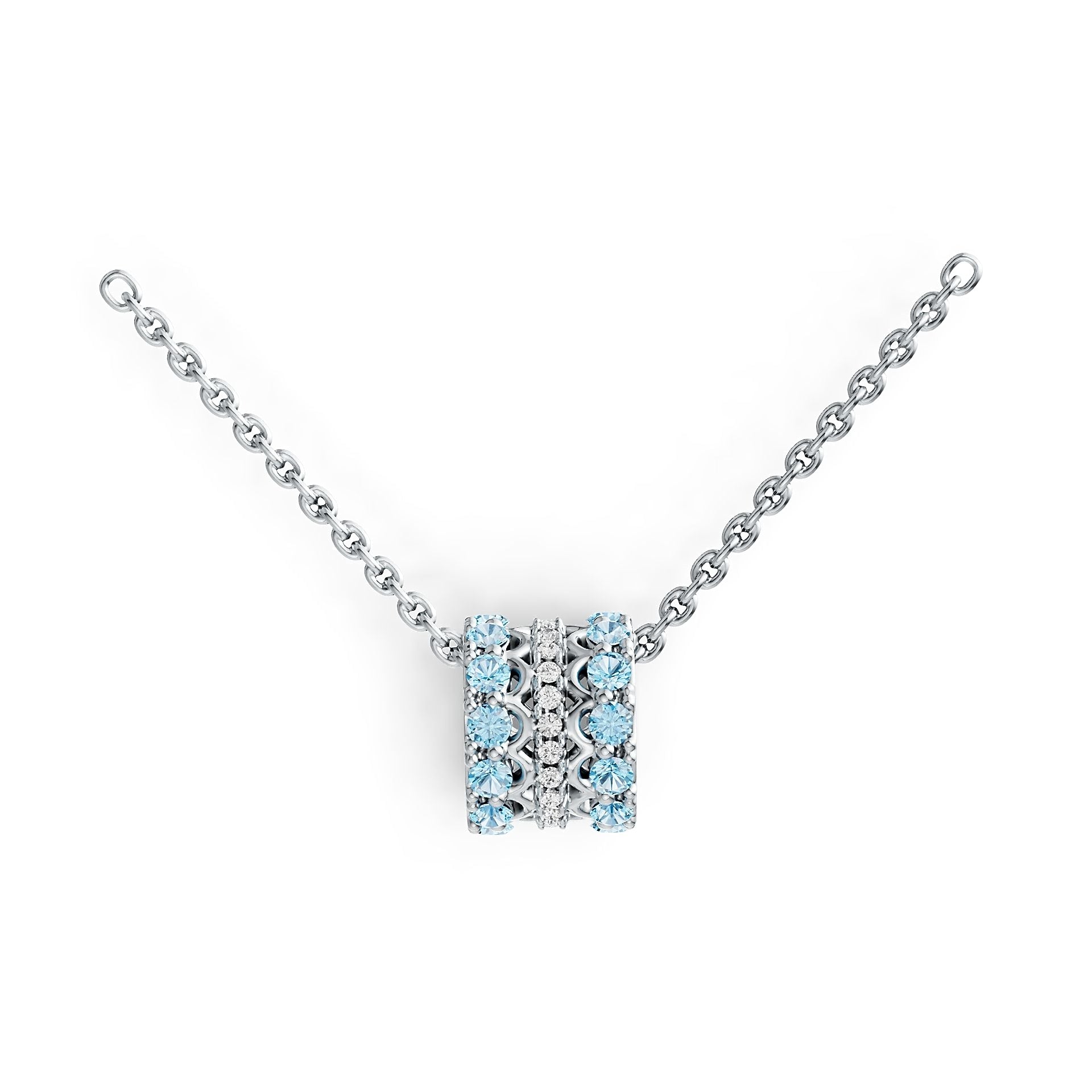 Sterling Silver Circular-Shaped Pendant with White Topaz or Moissanite Syzjewelry