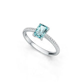 Platinum Semi Mount Ring Setting Emerald OCT 7X5mm with White Topaz Diamond Accent DHJ