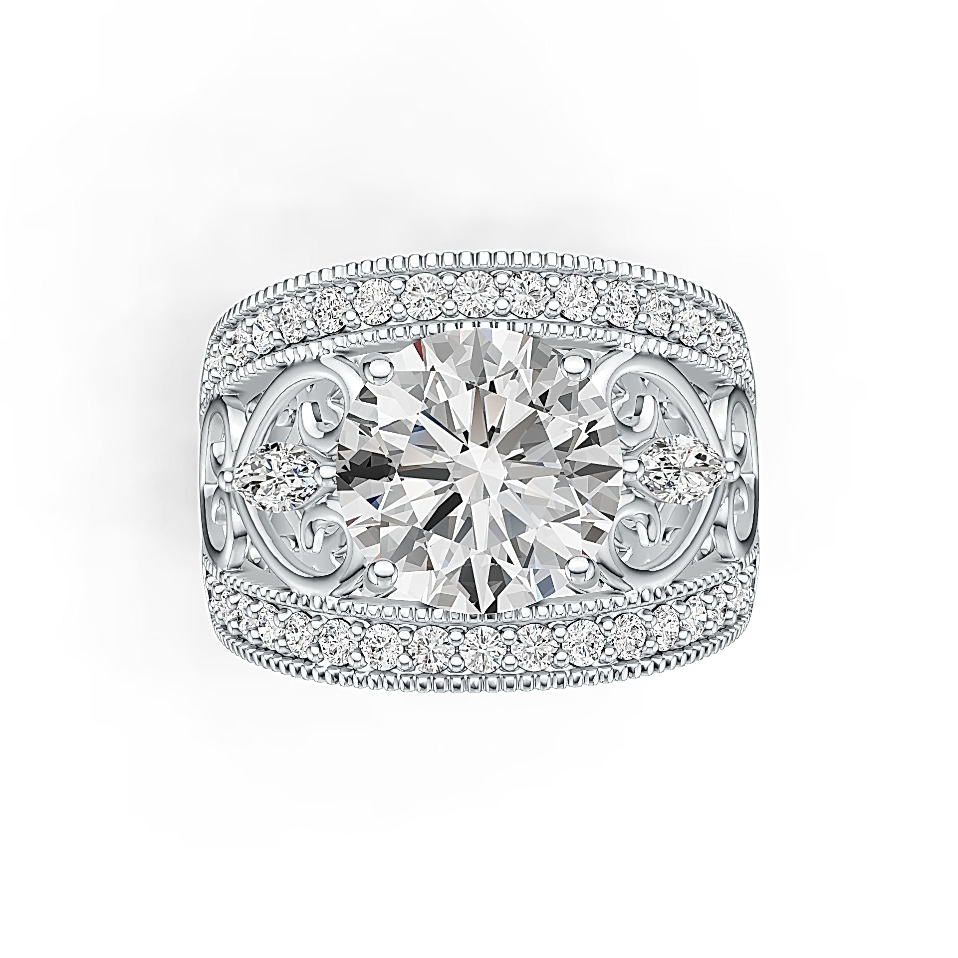 Sterling Silver Semi Mount Ring Setting Round RD 10x10mm DHJ