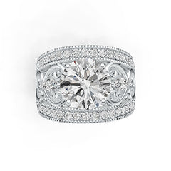 Sterling Silver Semi Mount Ring Setting Round RD 10x10mm DHJ