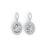 Platinum Semi Mount Earrings Setting Oval OV 18X12mm Double Halo Diamond Accent DHJ