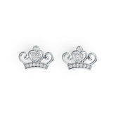 14K Gold Semi Mount Earrings Setting Round RD 3x3mm Crown Theme Diamond Accent DHJ