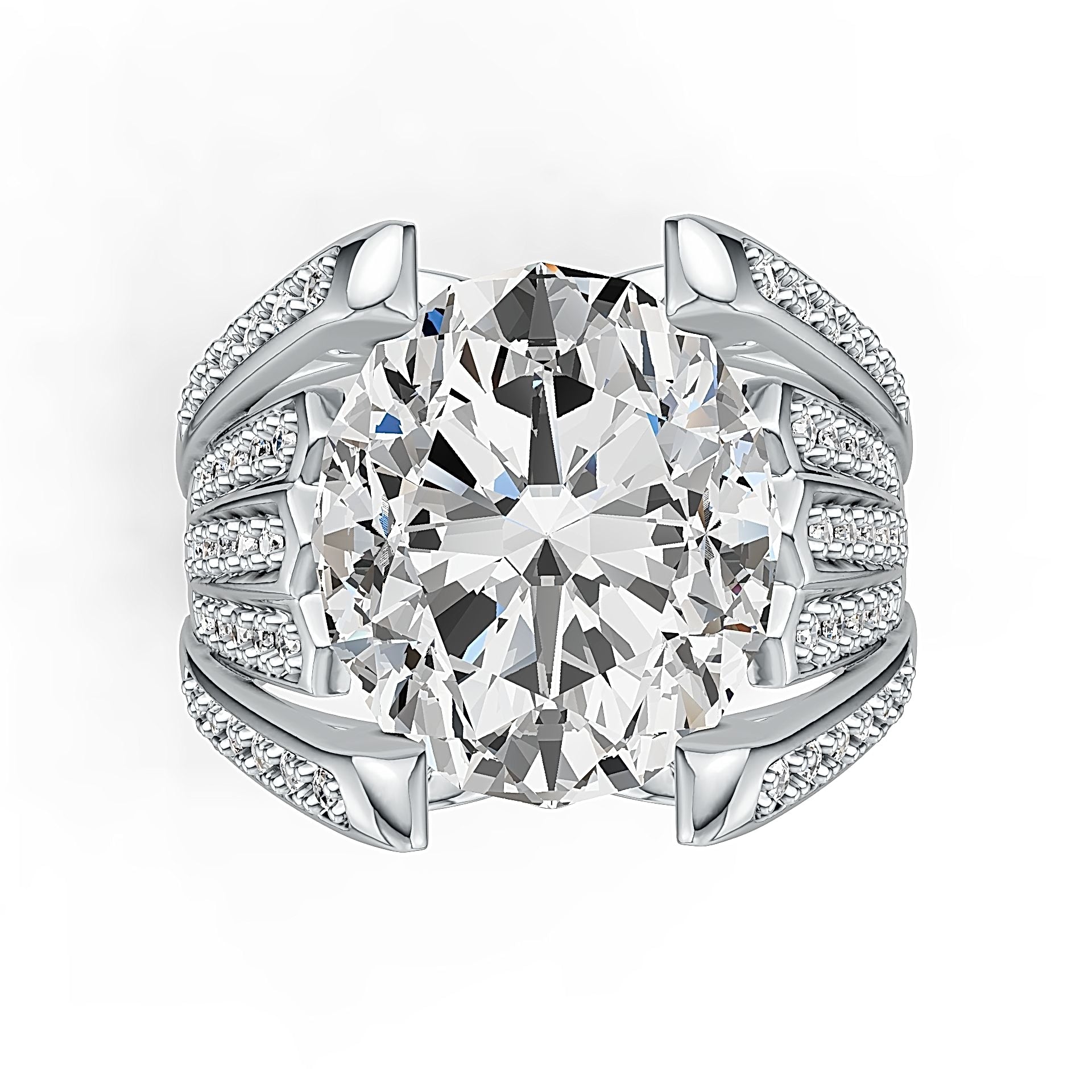 Sterling Silver Semi Mount Ring Setting Oval OV 15x13mm Split Shank Syzjewelry