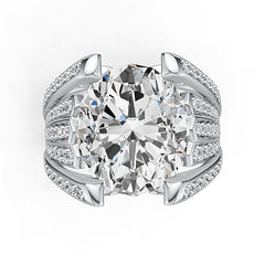 Sterling Silver Semi Mount Ring Setting Oval OV 15x13mm Split Shank Syzjewelry