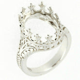 Platinum Semi Mount Ring Setting Oval Cut OV 12x10mm Vintage Repro Syzjewelry