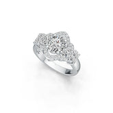 18K Gold Semi Mount Ring Setting Oval OV 8X6mm OV 5X3mm Diamond Accent DHJ