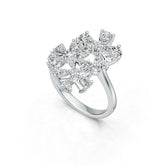18K Gold Semi Mount Ring Setting Pear PE 5x3mm PE 4x2mm Diamond Accent DHJ