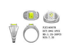 Men's 18K Gold Semi Mount Ring Setting Emerald OCT 8X6mm Halo Diamond Accent DHJ