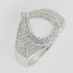 18K Gold Semi Mount Ring Setting Pear PE 10X8mm Diamond Accent Syzjewelry
