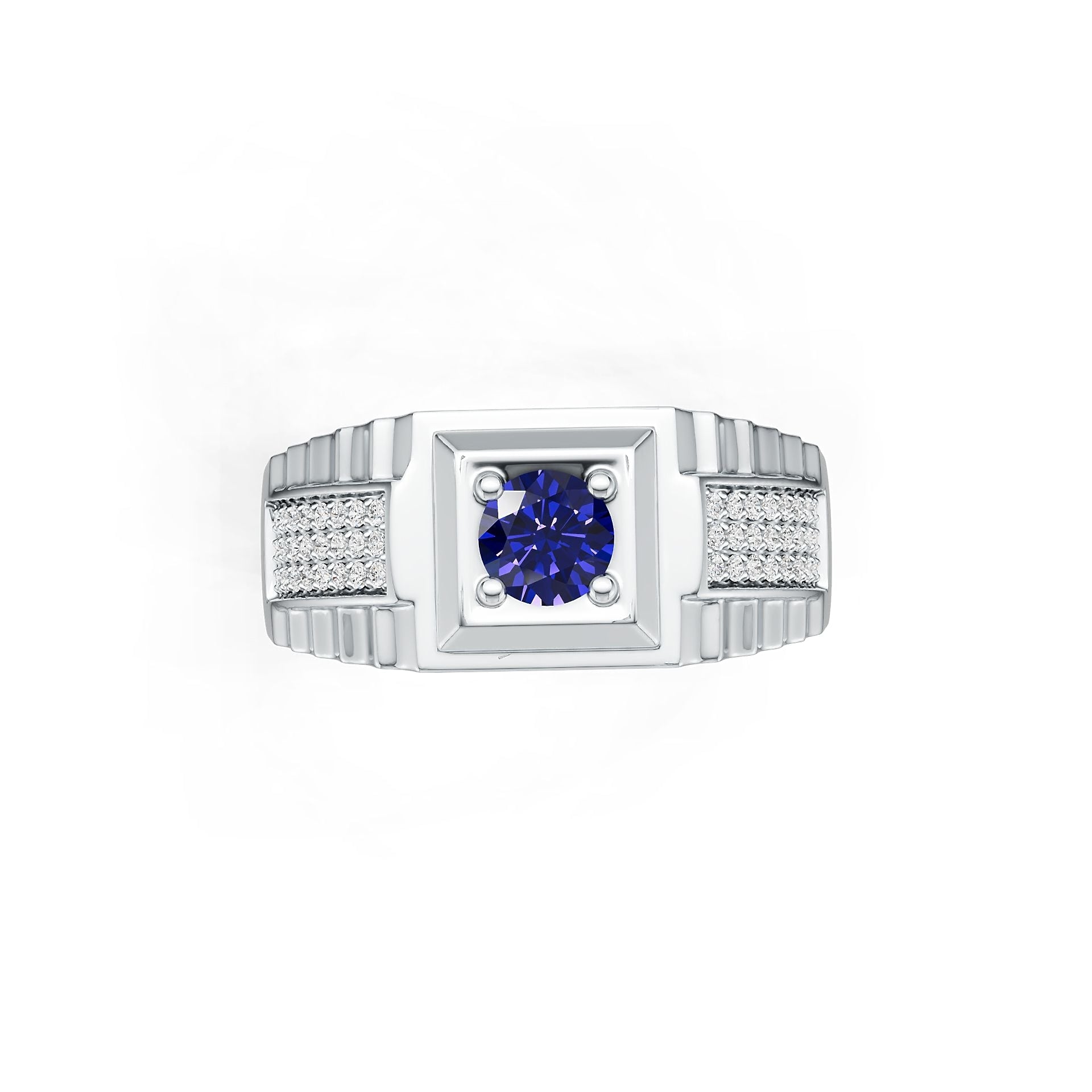 Men's Sterling Silver Semi Mount Ring Setting Round RD 5x5mm White Topaz Syzjewelry