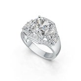10K Gold Semi Mount Ring Setting Emerald OCT 11x9mm OCT 6x4mm OCT 5x3mm Moissanite Accent DHJ