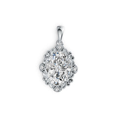 Platinum Semi Mount Pendant Setting Oval OV 14X10mm Vintage-Inspired Diamond Accent DHJ
