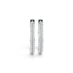 Sterling Silver Hoop Earrings with White Topaz or Moissanite DHJ