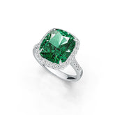 18K Gold Semi Mount Ring Setting Cushion CU 14X12mm Halo Diamond Accent DHJ