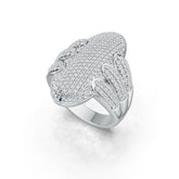 Platinum Cocktail Ring Oval-Shaped with or Moissanite Diamond Accent DHJ